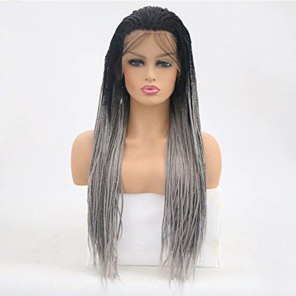 ?Kalynn R. 24” BLACK & GREY Braided LaceFront WIG main image 4